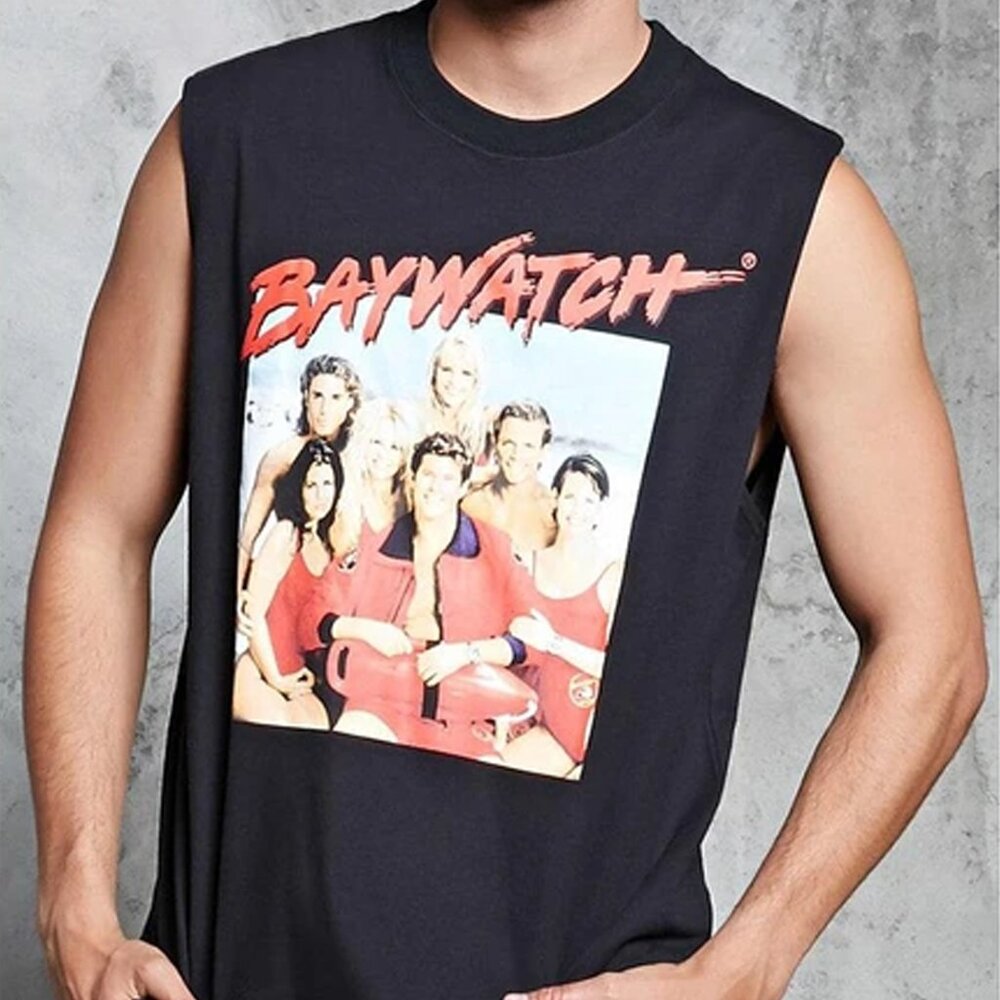 Official  Baywatch TV-Show Cast Graphic Black Tank Top Muscle Tee size XS